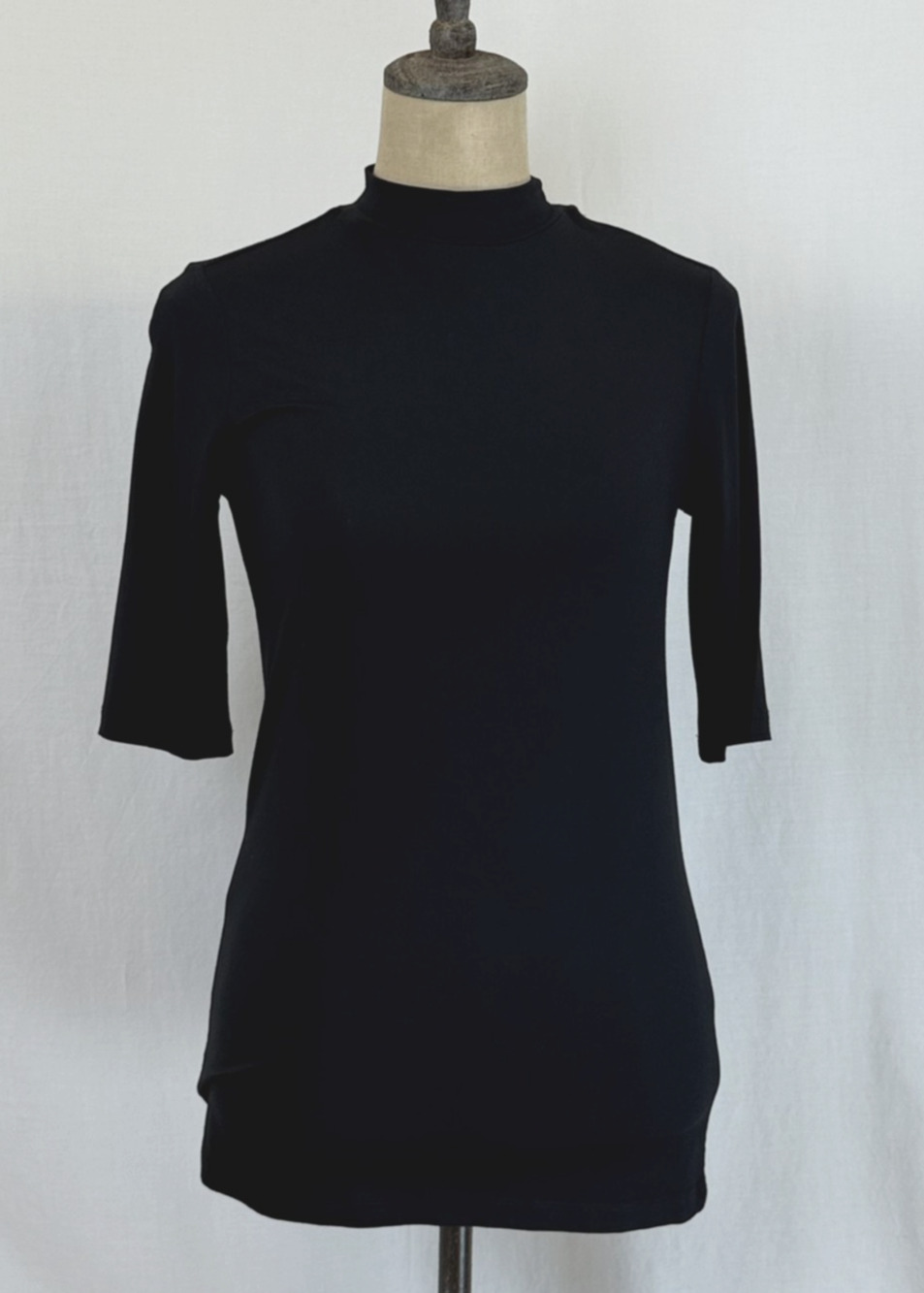 NWT Soya Concept Black Mock Neck Top Elbow Sleeves SZ SMALL #0423